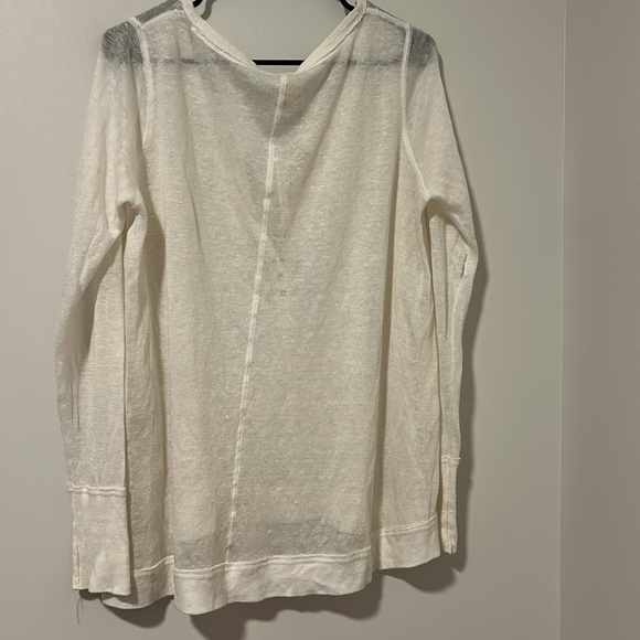 Free People Affogato Hacci Linen Blend Top Size Large Beachy Boho - Picture 5 of 5